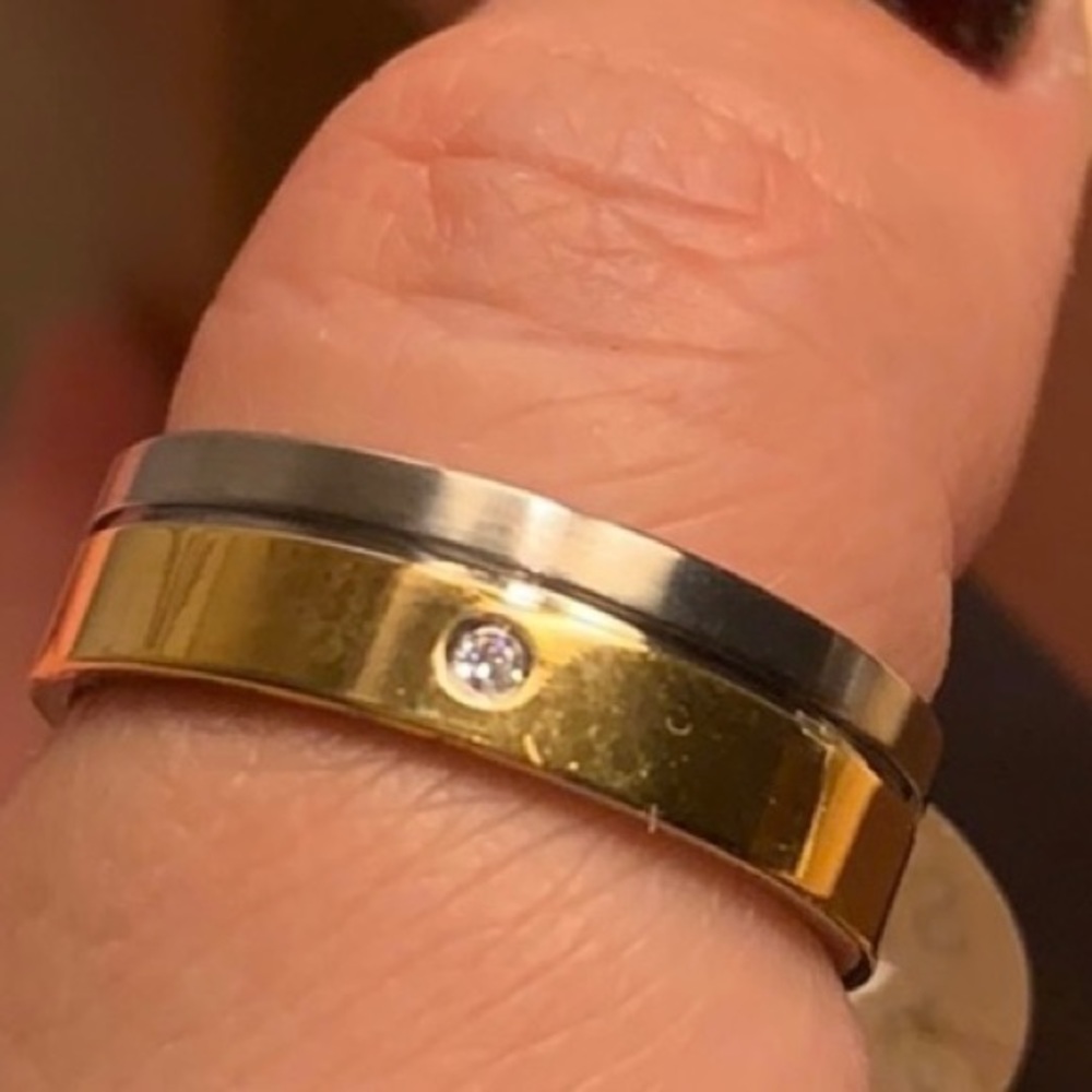 Two toned wedding band with CZ-8